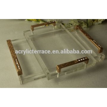 modern transparent lucite jewellery tray with metal handles lucite storage tray lucite home decorations